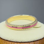 Solid 14K Gold Pink Enamel Rope Band Ring