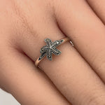 Sterling Silver Star Fish Marcasite Ring