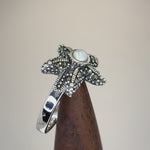 Sterling Silver Fresh Water Pearl Marcasite Starfish Ring