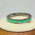 Sterling Silver Black Rhodium Plated Green Lab Opal Ring
