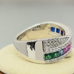 Sterling Silver Rainbow CZ Twist Ring