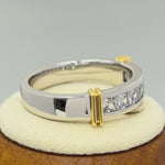Sterling Silver Men's Two Tone Yellow Gold Wedding Band CZ Ring