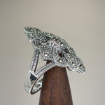 Sterling Silver Fleur-de-lis Marcasite Ring