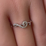 Sterling Silver Treble Clef Musical Note CZ Ring