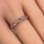 Sterling Silver and Rose Gold Plated Braided CZ Ring