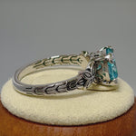 Sterling Silver Cushion-Cut Aqua CZ Ring