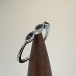 Sterling Silver Triple Marquise Black Lab Opal Ring
