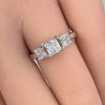 Sterling Silver 3-Stone Square CZ Ring