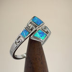 Sterling Silver Unique Pattern Lab Opal Ring