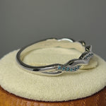 Sterling Silver Braided Aqua Blue CZ Ring