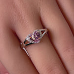 Sterling Silver Heart Pink CZ Ring
