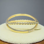 Solid 14K Gold CZ Pave and Bead X Ring
