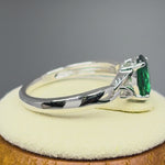 Sterling Silver Charmed Oval Green CZ Ring
