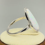 Sterling Silver Tri-Oval White Lab Opal CZ Ring