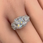 Sterling Silver Princess, Emerald & Round CZ Ring