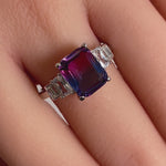 Sterling Silver Bi-color Purple Pink Ombre CZ Ring