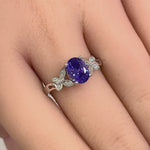 Sterling Silver Butterfly Purple CZ Ring