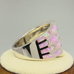Sterling Silver Pink Bricks Lab Opal Ring