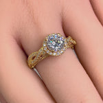 Solid 14K Yellow Gold Royal Twist Round Cut CZ Engagement Ring