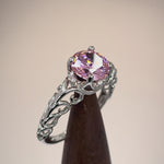 Sterling Silver Swirl Design Pink and Clear CZ Ring