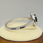 Sterling Silver Black Lab Opal and Clear CZ Oval Halo Ring