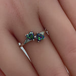 Sterling Silver Double Heart Rainbow CZ Ring