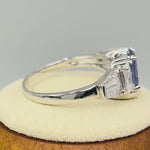 Sterling Silver Rectangular Stone Tanzanite CZ Ring