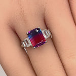 Sterling Silver Bi-Color Blue & Red Ombre CZ Ring