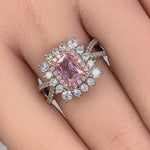 Sterling Silver Pink CZ Halo Ring