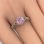 Sterling Silver Swirl Design Pink and Clear CZ Ring