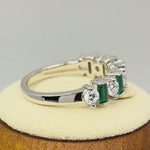 Sterling Silver Round & Baguette Emerald CZ Ring