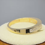 Solid 14K Yellow Gold Double Row CZ Ring