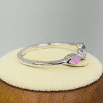 Sterling Silver Triple Marquise Pink Lab Opal Ring