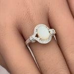 Sterling Silver Elegant Oval Mother of Pearl CZ Ring
