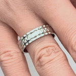 Sterling Silver Diamond Cut Pattern Wedding Band Ring