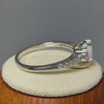 Sterling Silver Oval White Lab-Opal Pink CZ Ring