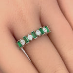Sterling Silver Round & Baguette Emerald CZ Ring