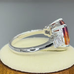 Sterling Silver Bicolor Orange Red Ombre CZ Ring