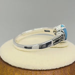 Sterling Silver Simulated Turquoise Marquise Marcasite Ring