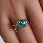 Sterling Silver Cushion-Cut Aqua CZ Ring