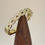 Solid 14K Yellow Gold Elegant Twist  0.10 ct. Diamond Band