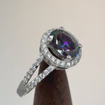 Sterling Silver Rainbow CZ Halo Ring