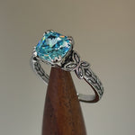 Sterling Silver Cushion-Cut Aqua CZ Ring