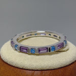 Sterling Silver Blue & Purple Eternity CZ Ring