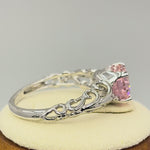 Sterling Silver Swirl Design Pink and Clear CZ Ring