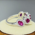 Sterling Silver Pear Oval Ruby-tone CZ Ring