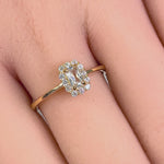 Solid 14K Yellow Gold Radiant CZ Halo Ring