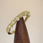 Solid 14K Yellow Gold Half Eternity Round Marquise CZ Ring