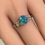 Sterling Silver Butterfly Aqua CZ Ring