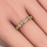 Solid 14K Yellow Gold Half Eternity Round CZ Ring